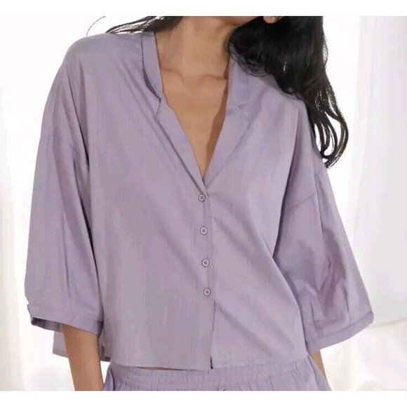 Urban Outfitters Out From Under Purple Vera Button-Down Sleep Shirt Boxy Size S - Picture 1 of 7